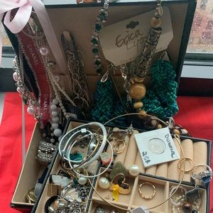 Vintage Jewelry LOT Silver Gold Costume Earrings Necklaces Coins Rings